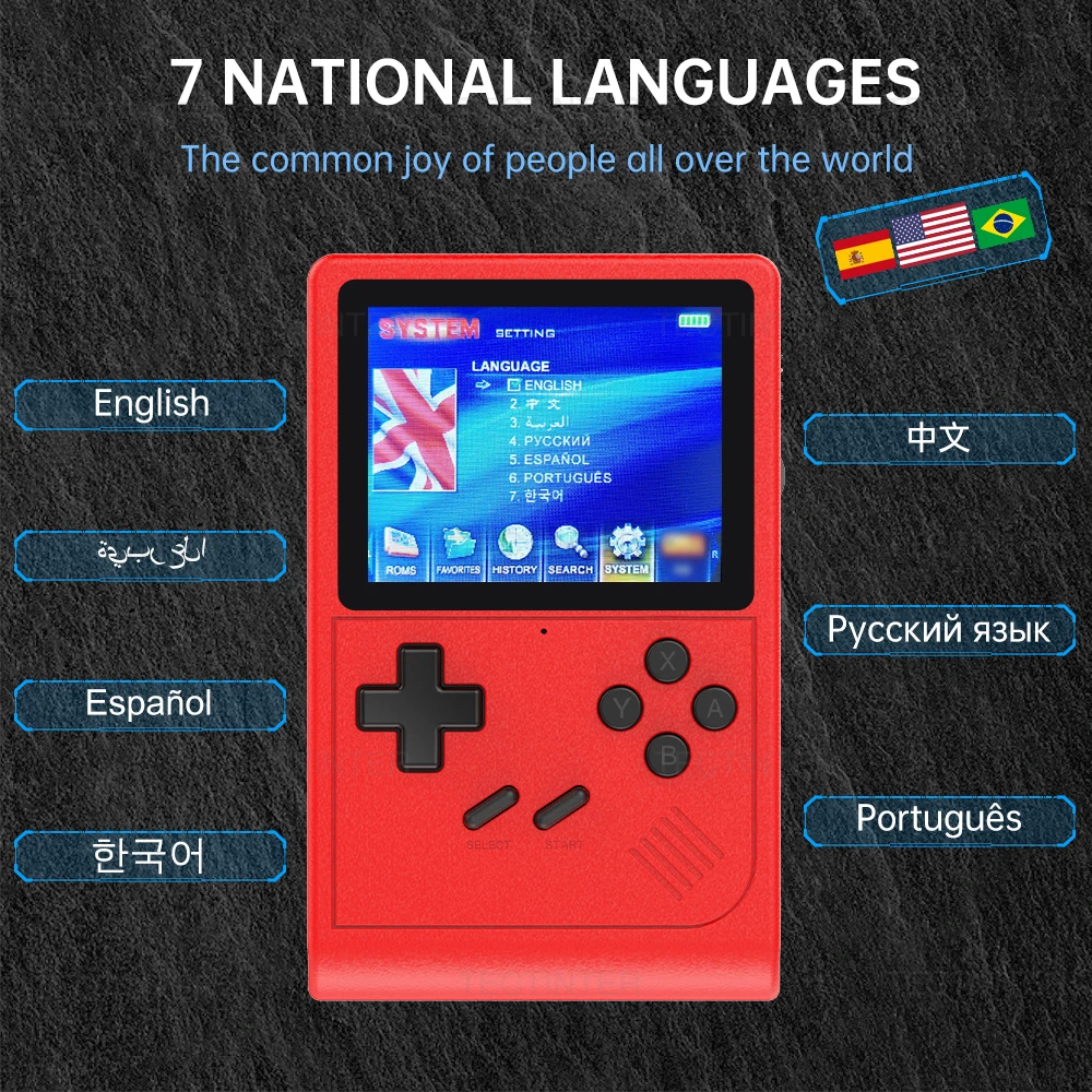 GB300 Portable Handheld Game Player 3.0 inch Screen TV Video Game Console AV Output Retro Game Console Built-in 8G 6000+ Games - Зображення 2
