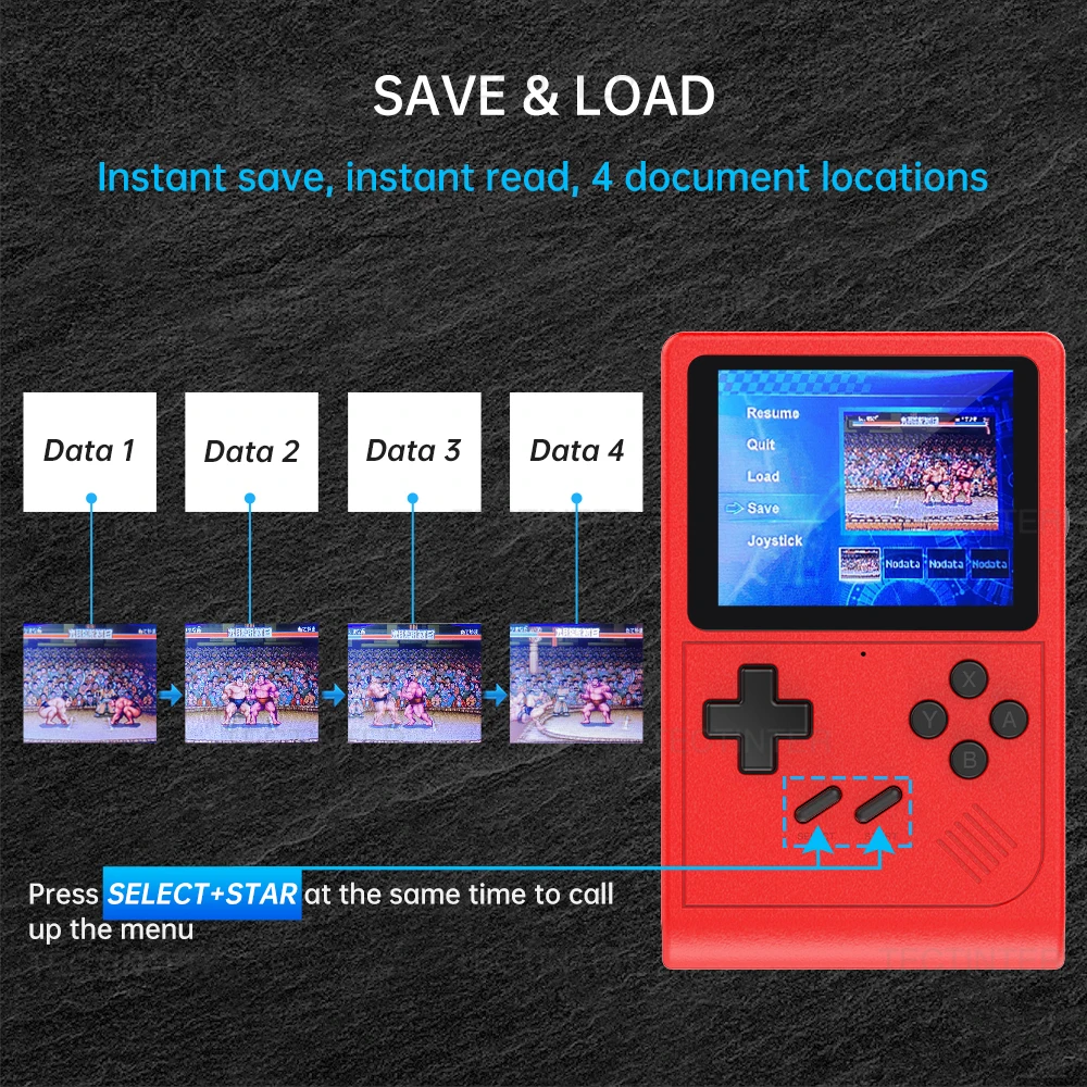 GB300 Portable Handheld Game Player 3.0 inch Screen TV Video Game Console AV Output Retro Game Console Built-in 8G 6000+ Games - Зображення 6
